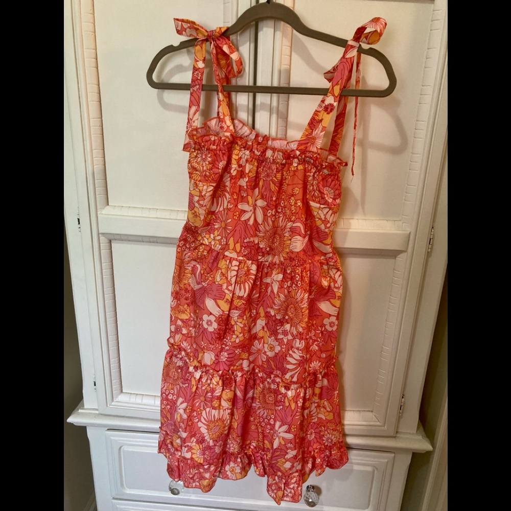 Shein shoulder tie floral flounce hem sundress